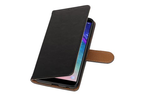 BAOHU Zakelijke Book Case Telefoonhoesje Geschikt voor de Samsung Galaxy A6 2018 - Portemonnee Hoesje - Pasjeshouder Wallet Case - Zwart
