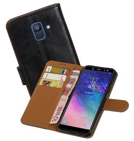 BAOHU Zakelijke Bookstyle Hoesje Samsung Galaxy A6 2018 Zwart