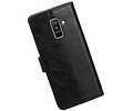 BAOHU Zakelijke Book Case Telefoonhoesje Geschikt voor de Samsung Galaxy A6 Plus 2018 - Portemonnee Hoesje - Pasjeshouder Wallet Case - Zwart