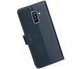 BAOHU Zakelijke Book Case Telefoonhoesje Geschikt voor de Samsung Galaxy A6 Plus 2018 - Portemonnee Hoesje - Pasjeshouder Wallet Case - Blauw
