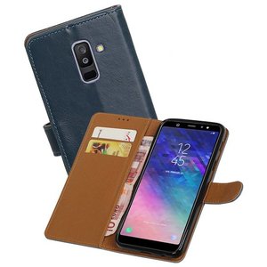 Zakelijke Bookstyle Hoesje voor Samsung Galaxy A6 Plus 2018 Blauw