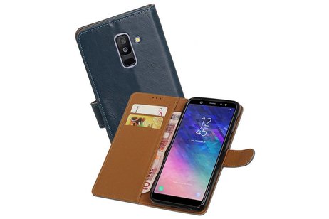 Zakelijke Bookstyle Hoesje voor Samsung Galaxy A6 Plus 2018 Blauw