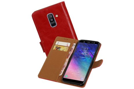 Zakelijke Bookstyle Hoesje voor Samsung Galaxy A6 Plus 2018 Rood