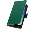 BAOHU Zakelijke Book Case Telefoonhoesje Geschikt voor de Samsung Galaxy A6 Plus 2018 - Portemonnee Hoesje - Pasjeshouder Wallet Case - Groen