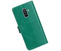 BAOHU Zakelijke Book Case Telefoonhoesje Geschikt voor de Samsung Galaxy A6 Plus 2018 - Portemonnee Hoesje - Pasjeshouder Wallet Case - Groen