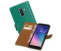 BAOHU Zakelijke Book Case Telefoonhoesje Geschikt voor de Samsung Galaxy A6 Plus 2018 - Portemonnee Hoesje - Pasjeshouder Wallet Case - Groen
