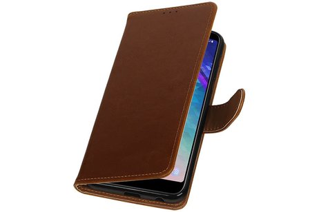 BAOHU Zakelijke Book Case Telefoonhoesje Geschikt voor de Samsung Galaxy A6 Plus 2018 - Portemonnee Hoesje - Pasjeshouder Wallet Case - Bruin