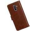 BAOHU Zakelijke Book Case Telefoonhoesje Geschikt voor de Samsung Galaxy A6 Plus 2018 - Portemonnee Hoesje - Pasjeshouder Wallet Case - Bruin