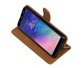 BAOHU Zakelijke Book Case Telefoonhoesje Geschikt voor de Samsung Galaxy A6 Plus 2018 - Portemonnee Hoesje - Pasjeshouder Wallet Case - Bruin