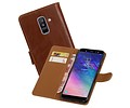 BAOHU Zakelijke Book Case Telefoonhoesje Geschikt voor de Samsung Galaxy A6 Plus 2018 - Portemonnee Hoesje - Pasjeshouder Wallet Case - Bruin