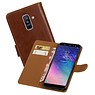 BAOHU Zakelijke Bookstyle Hoesje Samsung Galaxy A6 Plus 2018 Bruin