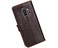 BAOHU Zakelijke Book Case Telefoonhoesje Geschikt voor de Samsung Galaxy A6 Plus 2018 - Portemonnee Hoesje - Pasjeshouder Wallet Case - Mocca