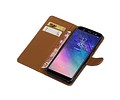 BAOHU Zakelijke Book Case Telefoonhoesje Geschikt voor de Samsung Galaxy A6 Plus 2018 - Portemonnee Hoesje - Pasjeshouder Wallet Case - Mocca
