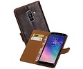 BAOHU Zakelijke Book Case Telefoonhoesje Geschikt voor de Samsung Galaxy A6 Plus 2018 - Portemonnee Hoesje - Pasjeshouder Wallet Case - Mocca