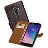 BAOHU Zakelijke Bookstyle Hoesje Samsung Galaxy A6 Plus 2018 Mocca