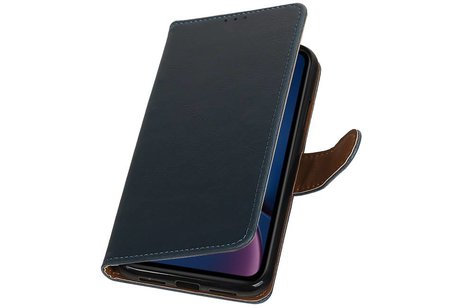 Zakelijke Bookstyle Hoesje voor iPhone XR Blauw