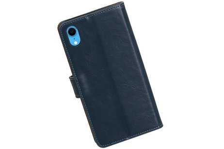 Zakelijke Bookstyle Hoesje voor iPhone XR Blauw