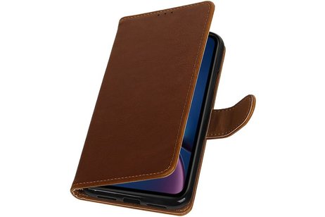 BAOHU Zakelijke Book Case Telefoonhoesje Geschikt voor de iPhone XR - Portemonnee Hoesje - Pasjeshouder Wallet Case - Bruin