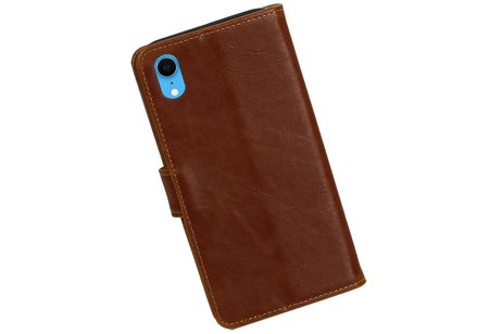BAOHU Zakelijke Book Case Telefoonhoesje Geschikt voor de iPhone XR - Portemonnee Hoesje - Pasjeshouder Wallet Case - Bruin