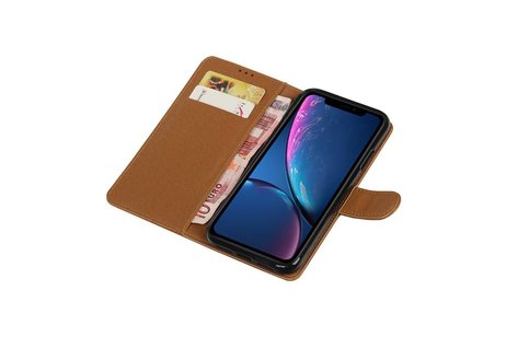 BAOHU Zakelijke Book Case Telefoonhoesje Geschikt voor de iPhone XR - Portemonnee Hoesje - Pasjeshouder Wallet Case - Bruin