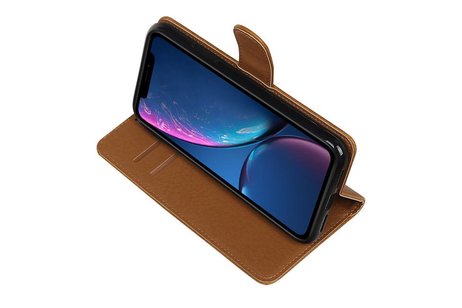 BAOHU Zakelijke Book Case Telefoonhoesje Geschikt voor de iPhone XR - Portemonnee Hoesje - Pasjeshouder Wallet Case - Bruin