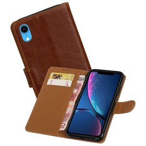 BAOHU Zakelijke Book Case Telefoonhoesje Geschikt voor de iPhone XR - Portemonnee Hoesje - Pasjeshouder Wallet Case - Bruin