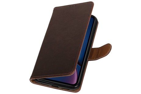 BAOHU Zakelijke Book Case Telefoonhoesje Geschikt voor de iPhone XR - Portemonnee Hoesje - Pasjeshouder Wallet Case -  Mocca