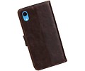 BAOHU Zakelijke Book Case Telefoonhoesje Geschikt voor de iPhone XR - Portemonnee Hoesje - Pasjeshouder Wallet Case -  Mocca