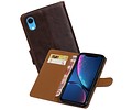 BAOHU Zakelijke Book Case Telefoonhoesje Geschikt voor de iPhone XR - Portemonnee Hoesje - Pasjeshouder Wallet Case -  Mocca