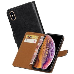 BAOHU Zakelijke Book Case Telefoonhoesje Geschikt voor de iPhone XS Max - Portemonnee Hoesje - Pasjeshouder Wallet Case - Zwart