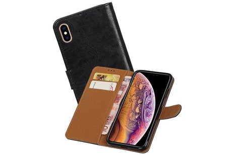 BAOHU Zakelijke Book Case Telefoonhoesje Geschikt voor de iPhone XS Max - Portemonnee Hoesje - Pasjeshouder Wallet Case - Zwart