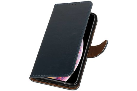 BAOHU Zakelijke Book Case Telefoonhoesje Geschikt voor de iPhone XS Max - Portemonnee Hoesje - Pasjeshouder Wallet Case - Blauw