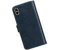 BAOHU Zakelijke Book Case Telefoonhoesje Geschikt voor de iPhone XS Max - Portemonnee Hoesje - Pasjeshouder Wallet Case - Blauw