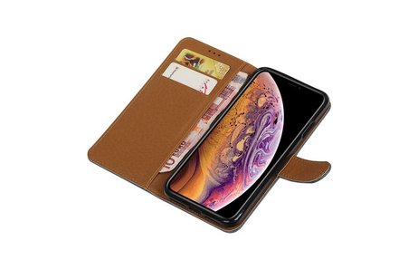 BAOHU Zakelijke Book Case Telefoonhoesje Geschikt voor de iPhone XS Max - Portemonnee Hoesje - Pasjeshouder Wallet Case - Blauw
