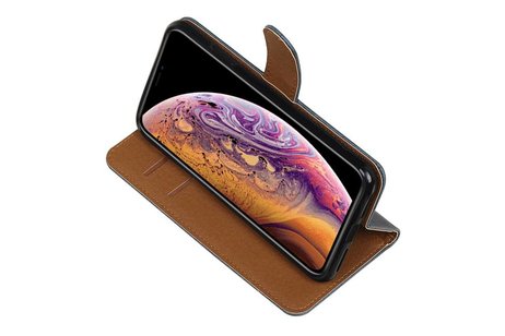 BAOHU Zakelijke Book Case Telefoonhoesje Geschikt voor de iPhone XS Max - Portemonnee Hoesje - Pasjeshouder Wallet Case - Blauw