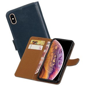 BAOHU Zakelijke Book Case Telefoonhoesje Geschikt voor de iPhone XS Max - Portemonnee Hoesje - Pasjeshouder Wallet Case - Blauw