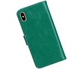 BAOHU Zakelijke Book Case Telefoonhoesje Geschikt voor de iPhone XS Max - Portemonnee Hoesje - Pasjeshouder Wallet Case - Groen