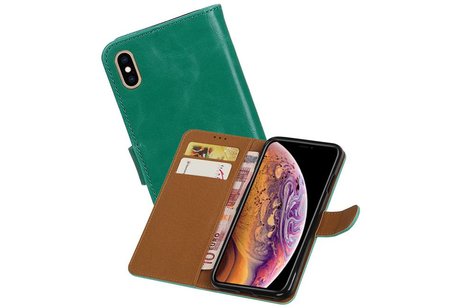 BAOHU Zakelijke Book Case Telefoonhoesje Geschikt voor de iPhone XS Max - Portemonnee Hoesje - Pasjeshouder Wallet Case - Groen