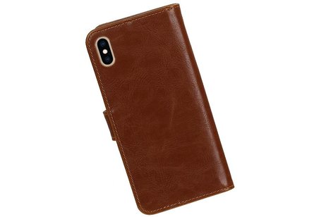 BAOHU Zakelijke Book Case Telefoonhoesje Geschikt voor de iPhone XS Max - Portemonnee Hoesje - Pasjeshouder Wallet Case - Bruin