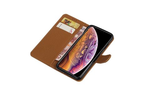 BAOHU Zakelijke Book Case Telefoonhoesje Geschikt voor de iPhone XS Max - Portemonnee Hoesje - Pasjeshouder Wallet Case - Bruin