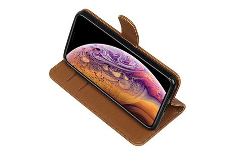 BAOHU Zakelijke Book Case Telefoonhoesje Geschikt voor de iPhone XS Max - Portemonnee Hoesje - Pasjeshouder Wallet Case - Bruin
