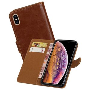 BAOHU Zakelijke Book Case Telefoonhoesje Geschikt voor de iPhone XS Max - Portemonnee Hoesje - Pasjeshouder Wallet Case - Bruin