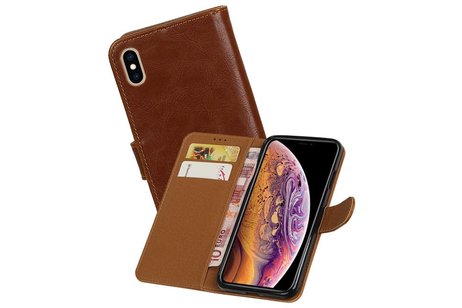BAOHU Zakelijke Book Case Telefoonhoesje Geschikt voor de iPhone XS Max - Portemonnee Hoesje - Pasjeshouder Wallet Case - Bruin