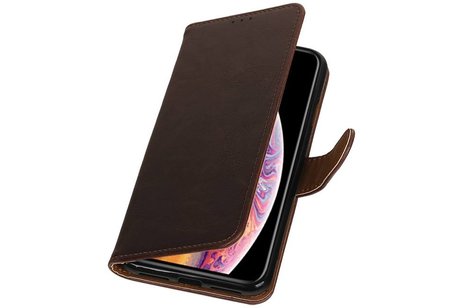 BAOHU Zakelijke Book Case Telefoonhoesje Geschikt voor de iPhone XS Max - Portemonnee Hoesje - Pasjeshouder Wallet Case - Mocca