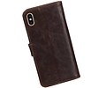 BAOHU Zakelijke Book Case Telefoonhoesje Geschikt voor de iPhone XS Max - Portemonnee Hoesje - Pasjeshouder Wallet Case - Mocca