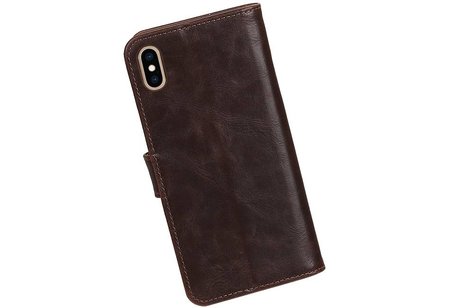 BAOHU Zakelijke Book Case Telefoonhoesje Geschikt voor de iPhone XS Max - Portemonnee Hoesje - Pasjeshouder Wallet Case - Mocca