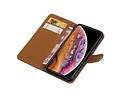 BAOHU Zakelijke Book Case Telefoonhoesje Geschikt voor de iPhone XS Max - Portemonnee Hoesje - Pasjeshouder Wallet Case - Mocca