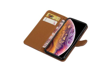 BAOHU Zakelijke Book Case Telefoonhoesje Geschikt voor de iPhone XS Max - Portemonnee Hoesje - Pasjeshouder Wallet Case - Mocca