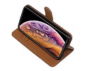 BAOHU Zakelijke Book Case Telefoonhoesje Geschikt voor de iPhone XS Max - Portemonnee Hoesje - Pasjeshouder Wallet Case - Mocca