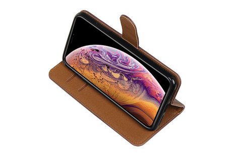 BAOHU Zakelijke Book Case Telefoonhoesje Geschikt voor de iPhone XS Max - Portemonnee Hoesje - Pasjeshouder Wallet Case - Mocca
